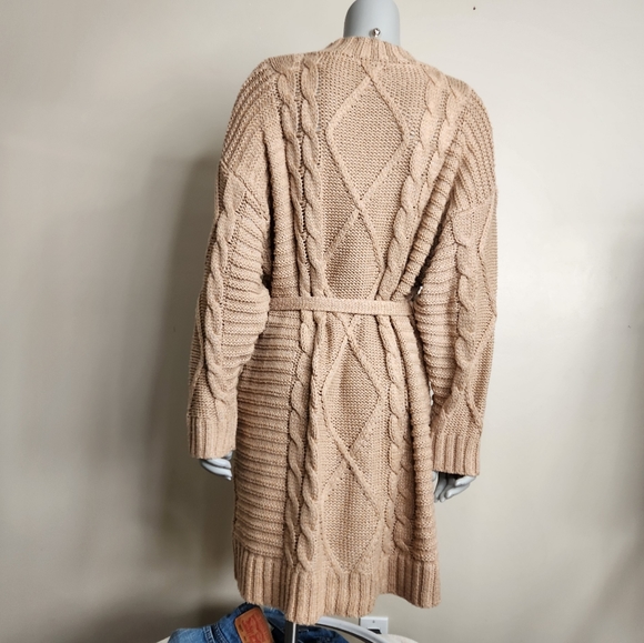 Anthropologie x Amadi "Leah" Neutral Tan Cable-Knit Sweater Dress Size XL - Picture 7 of 14